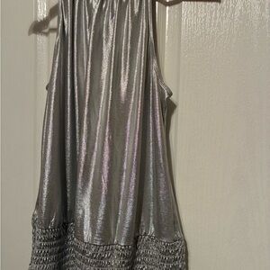 Sioni Shimmering Silver Sleeveless Blouse